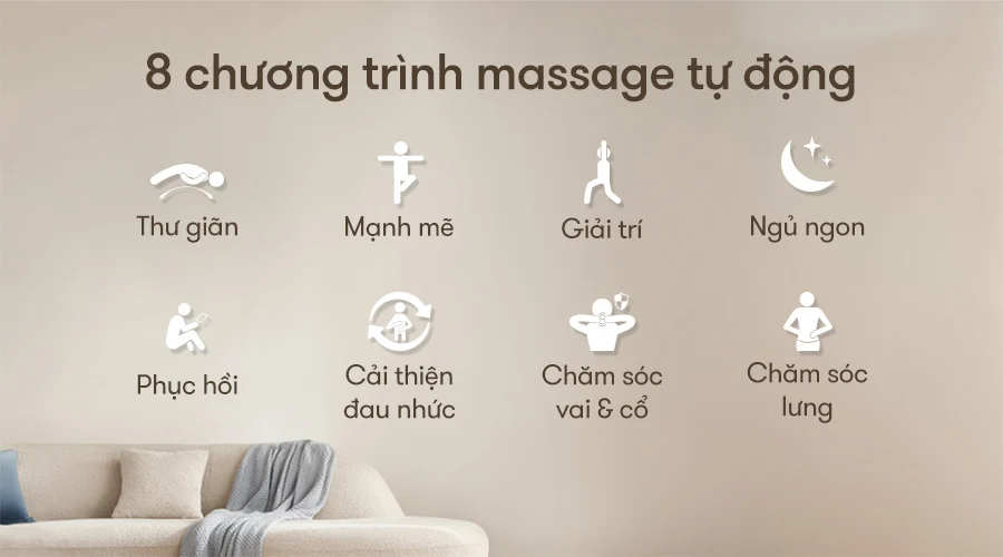 8 chương trình massage tự động của Ghế Massage Kingsport G91