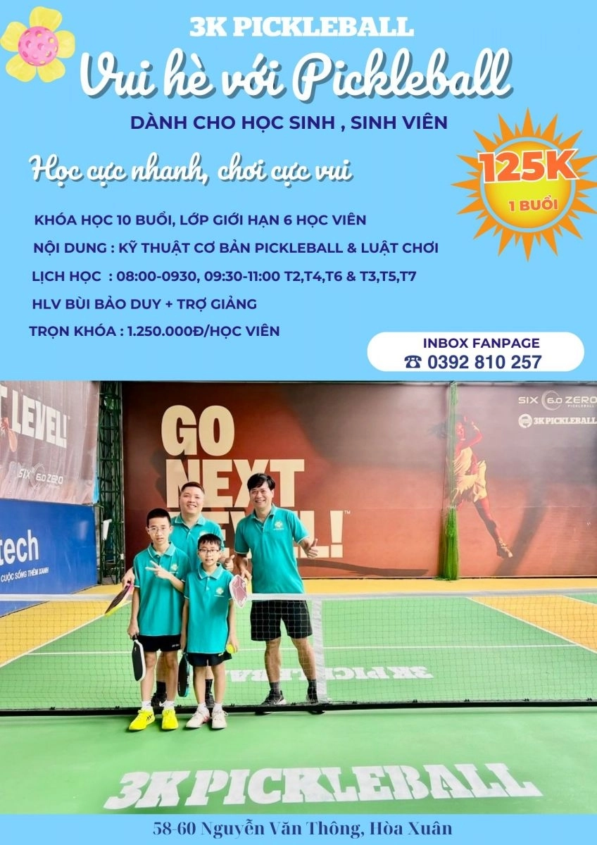 Khóa học pickleball tại sân 3k pickleball