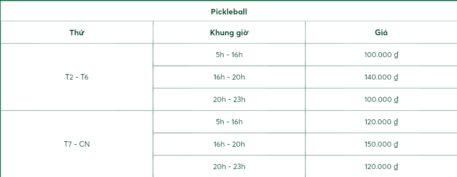 Giá thuê sân ALC Pickleball Bãi Cháy Quảng Ninh