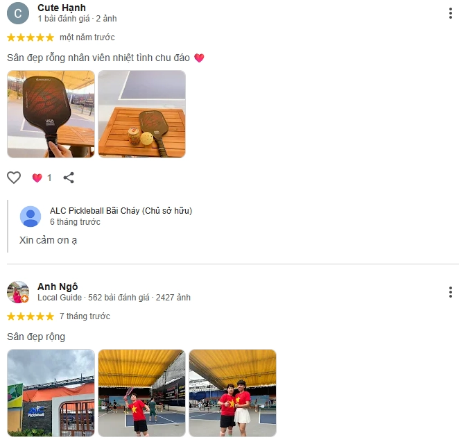 Đánh giá của người chơi tại sân ALC Pickleball Bãi Cháy Quảng Ninh
