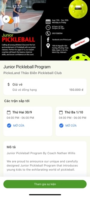 app đặt sân pickleball champick