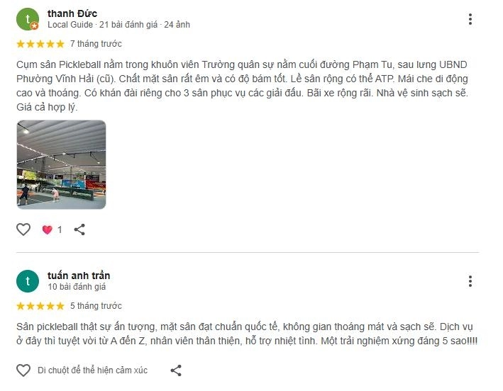 Một số phản hồi của người chơi về chất lượng sân Army pickleball