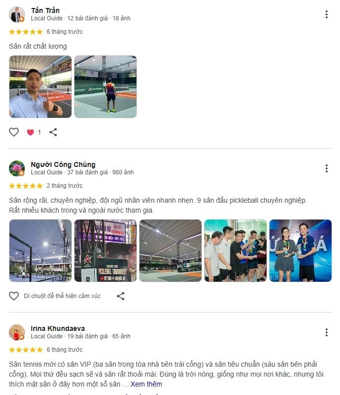 Những đánh giá tích cực của người chơi về sân Army pickleball