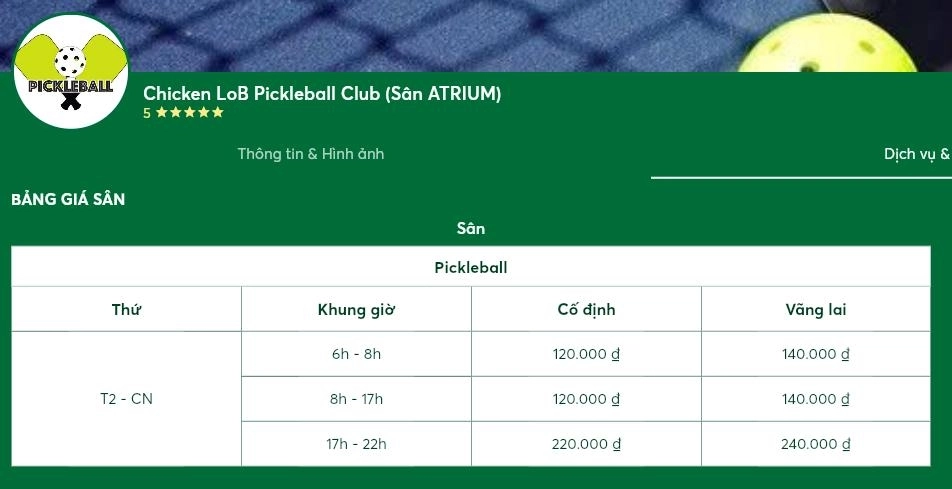 Cập nhật sân atrium pickleball mới nhất
