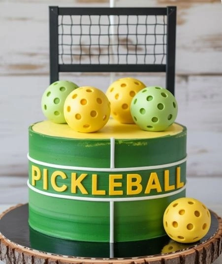 Bánh sinh nhật trang trí nhiều quả bóng pickleball