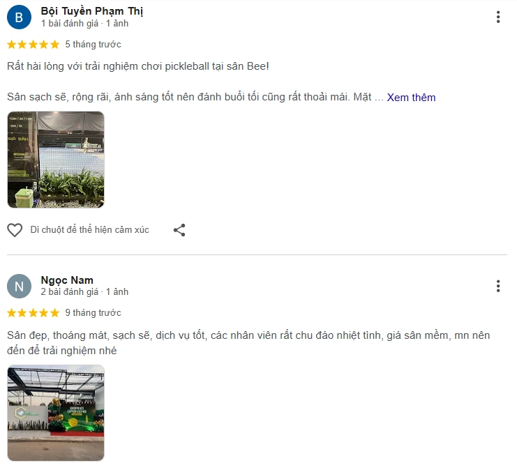 Đánh giá của người chơi tại sân Bee Pickleball Cần Thơ 2