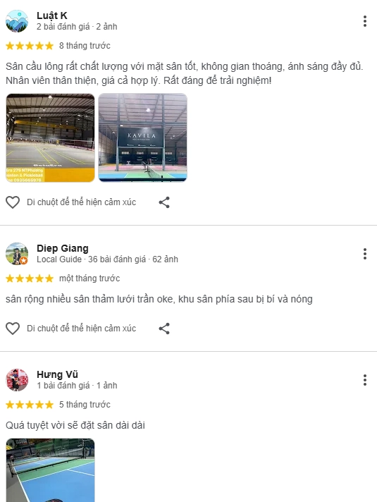 Đánh giá của người chơi tại sân Betaera Badminton & Pickleball Đà Nẵng