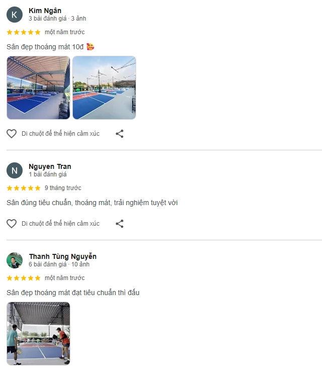 Đánh giá của người chơi tại sân Boss Pickleball Trường Thọ