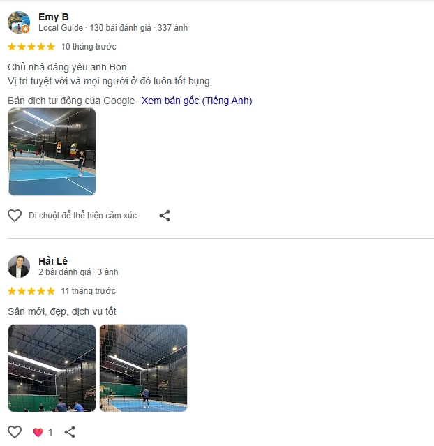 Đánh giá của người chơi tại Câu Lạc Bộ Cầu lông Và Pickleball Ngô Quyền Lâm Đồng