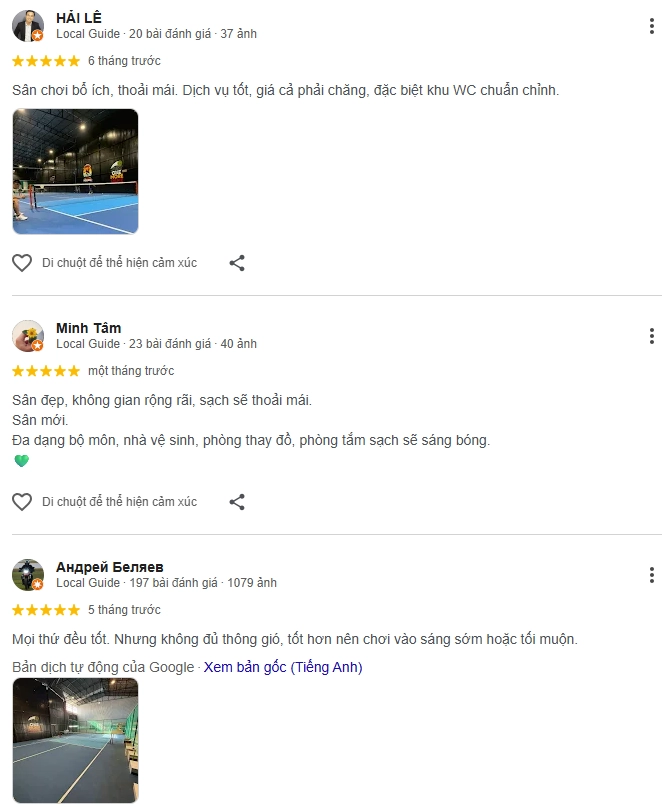 Đánh giá của người chơi tại Câu Lạc Bộ Cầu lông Và Pickleball Ngô Quyền Lâm Đồng