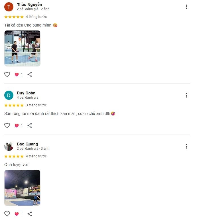 Đánh giá của người chơi về sân Chí Linh Pickleball Bà Rịa - Vũng Tàu