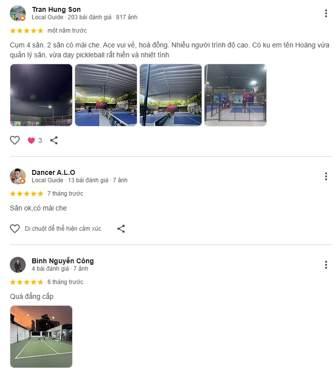 Đánh giá của người chơi tại sân CLB Pickleball Văn Phú Hà Nội