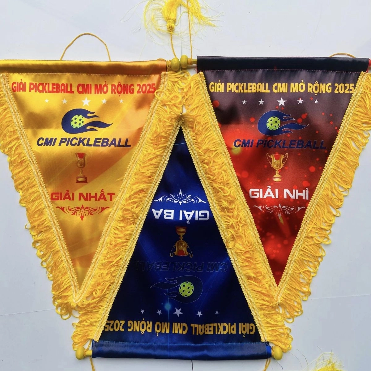 Cờ lưu niệm pickleball làm bằng vải phi