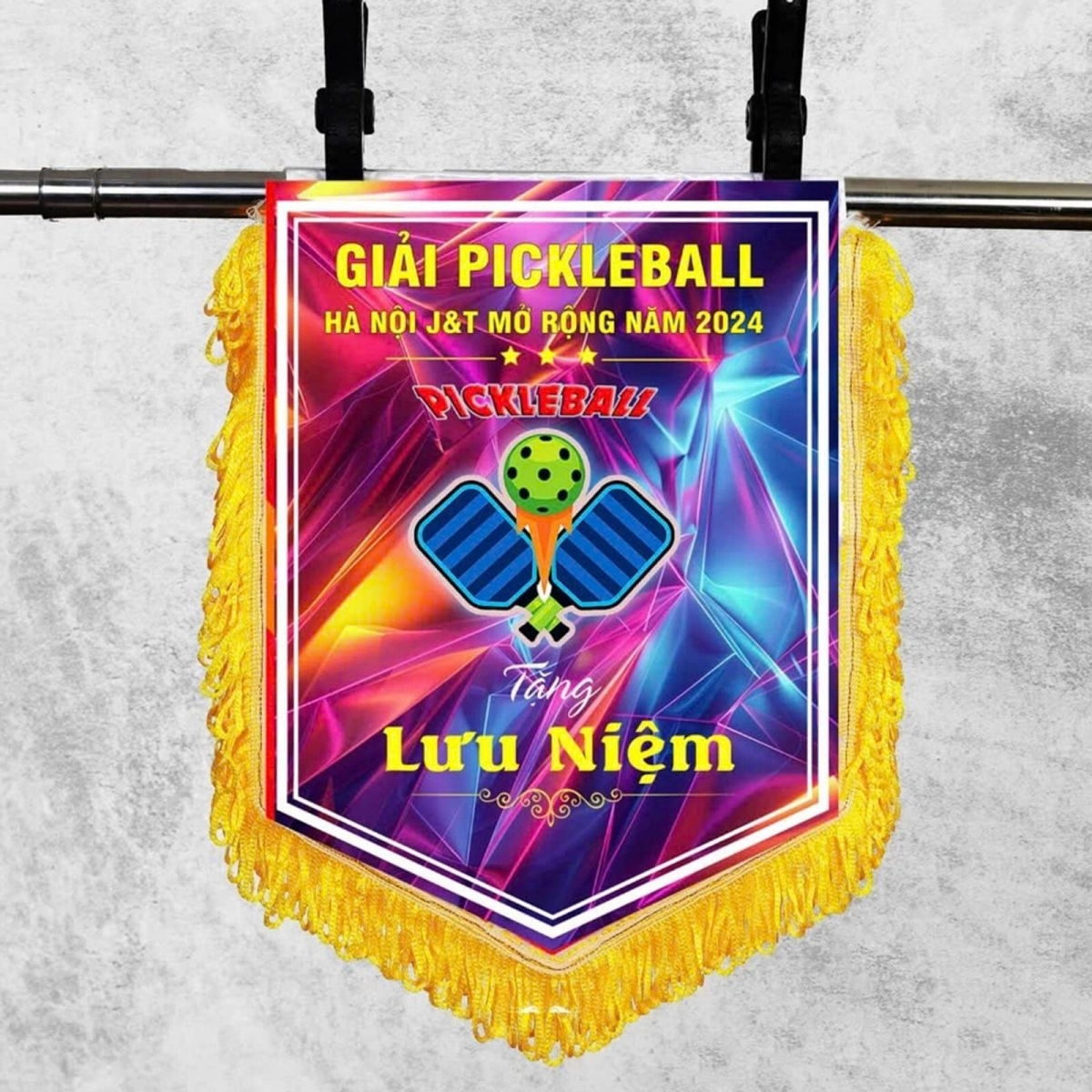 Cờ lưu niệm pickleball hình lá đề