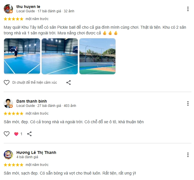 Đánh giá của người chơi tại sân Coma 6 Pickleball
