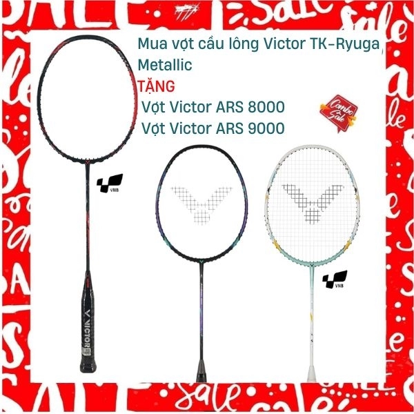 Combo Mua Vợt Cầu Lông Victor TK-Ryuga Metallic Tặng Vợt Victor ARS 8000 + Vợt Victor ARS 9000