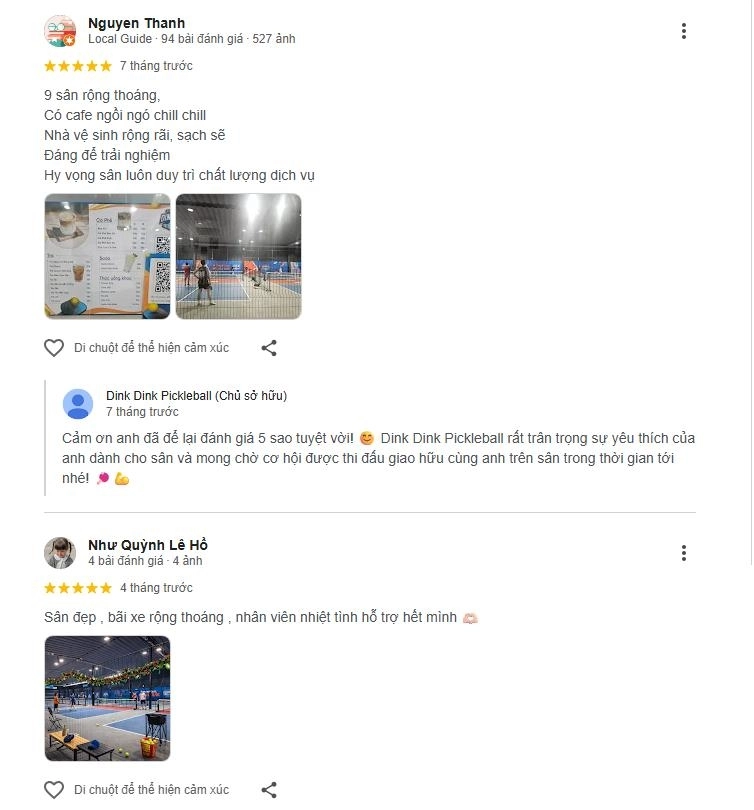 Những phản hồi của người chơi về sân dink dink pickleball