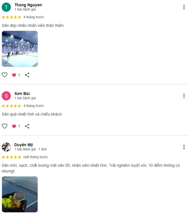 Đánh giá của người chơi tại sân Đoàn 15 Pickleball