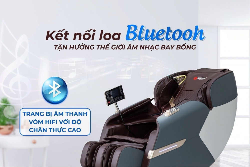 Hệ thống giải trí nghe nhạc qua Bluetooth và khe cắm USB của ghế massage thương gia