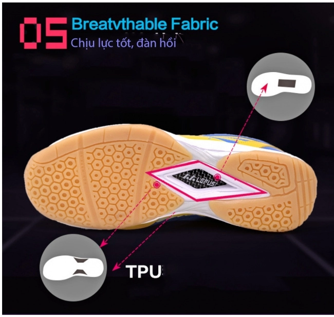 Công nghệ Breathable Farbic trên Giày cầu lông Lefus L022