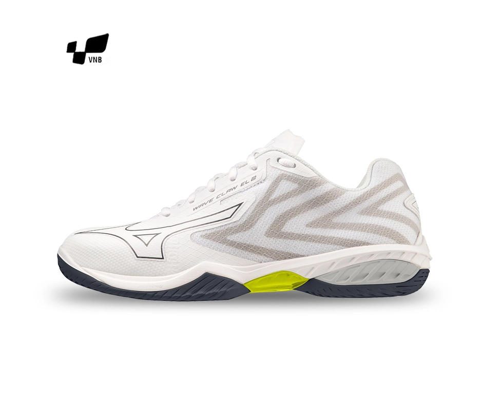 Giày cầu lông Mizuno Wave Claw EL 2 - Trắng ghi vàng (71GA228021)