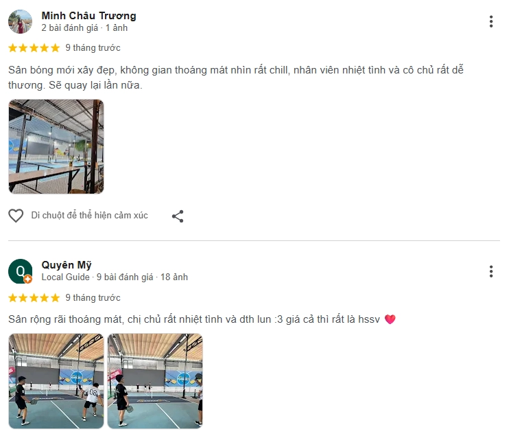 Đánh giá của người chơi tại sân Goldstar Pickleball 1