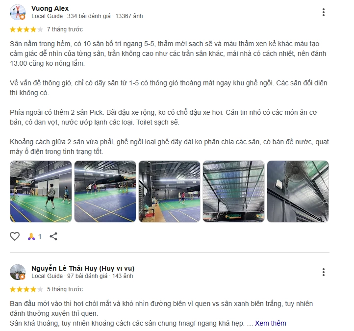 Những đánh giá thực tế của người chơi tại sân green badminton and pickleball
