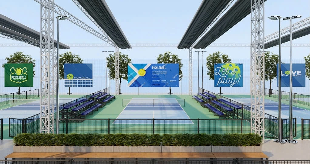 Không gian các cụm sân tại hệ thống happyland pickleball Tu Hoàng