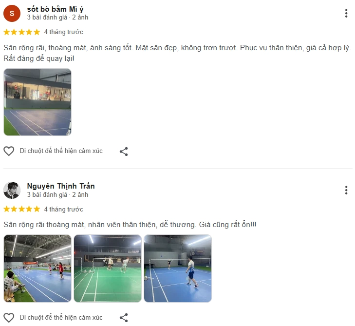 Đánh giá của người chơi tại Học Viện Cầu Lông T Pro