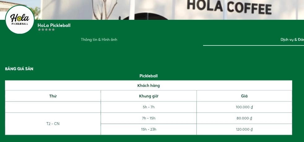 Cập nhật bảng giá thuê sân hola pickleball ninh thuận
