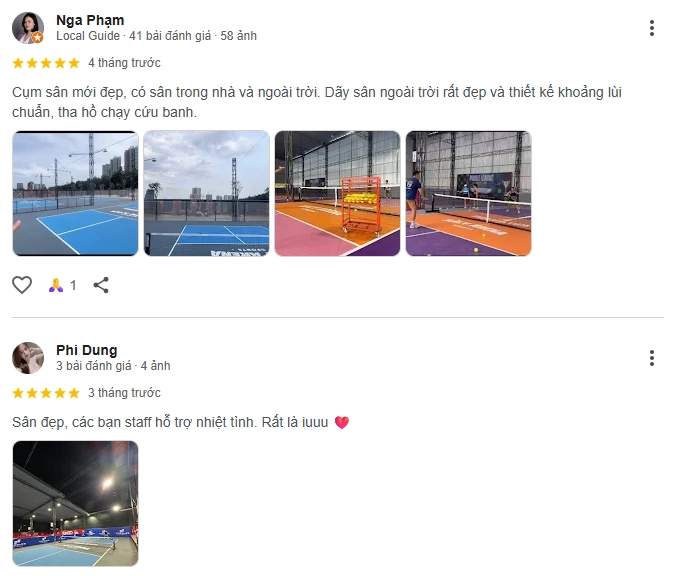 Đánh giá của người chơi tại sân Kaly Pickleball
