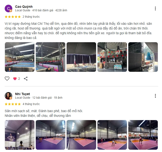 Đánh giá của người chơi tại sân Kaly Pickleball