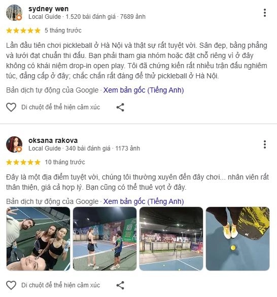 Những phản hồi tích cực từ người chơi tại sân kugay pickleball