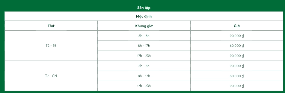 Giá thuê sân La Phù Pickleball