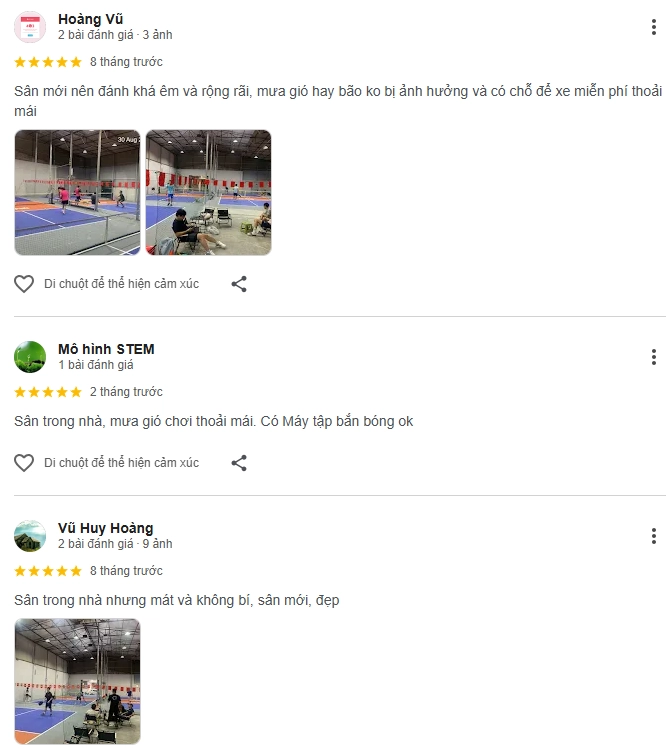 Đánh giá của người chơi tại sân La Phù Pickleball