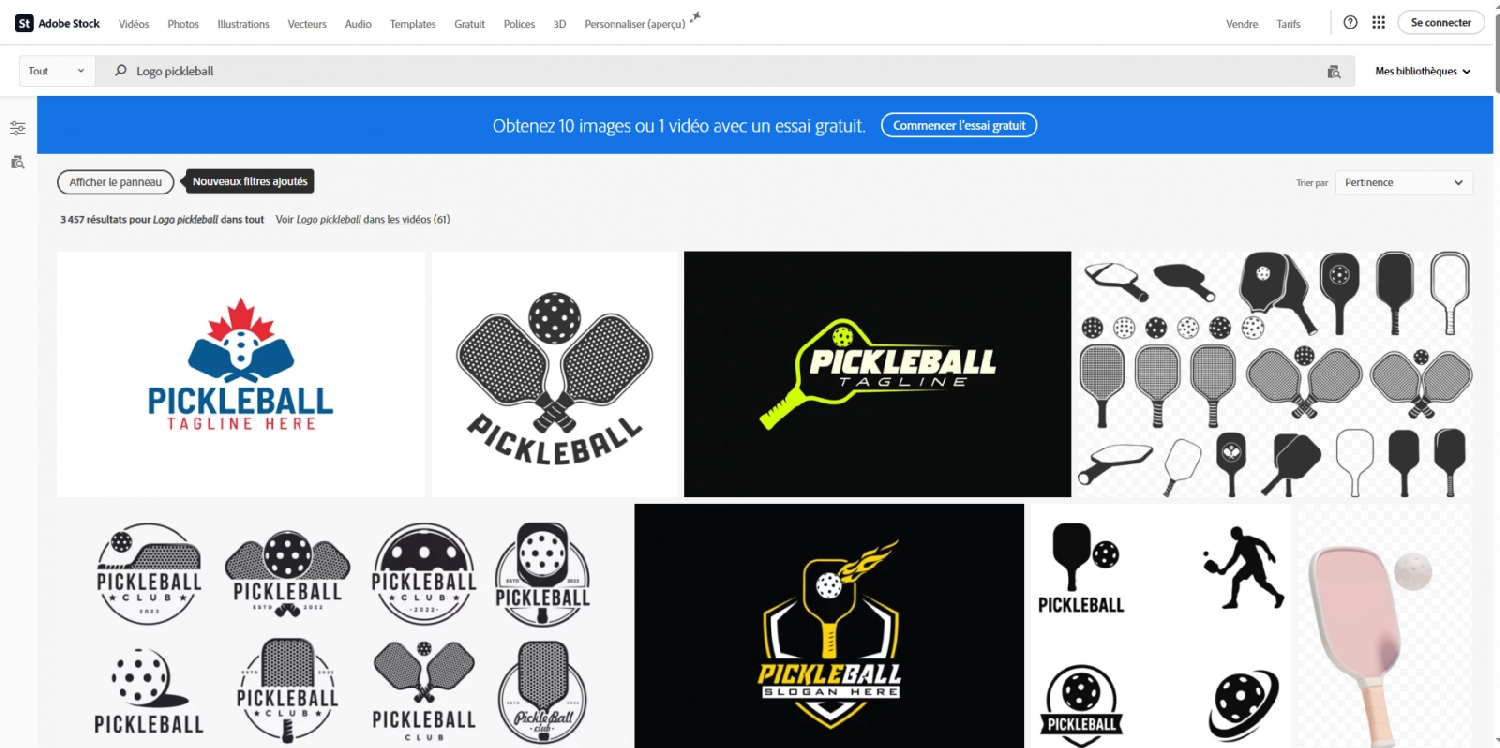 Trang tìm kiếm logo pickleball adobe stock