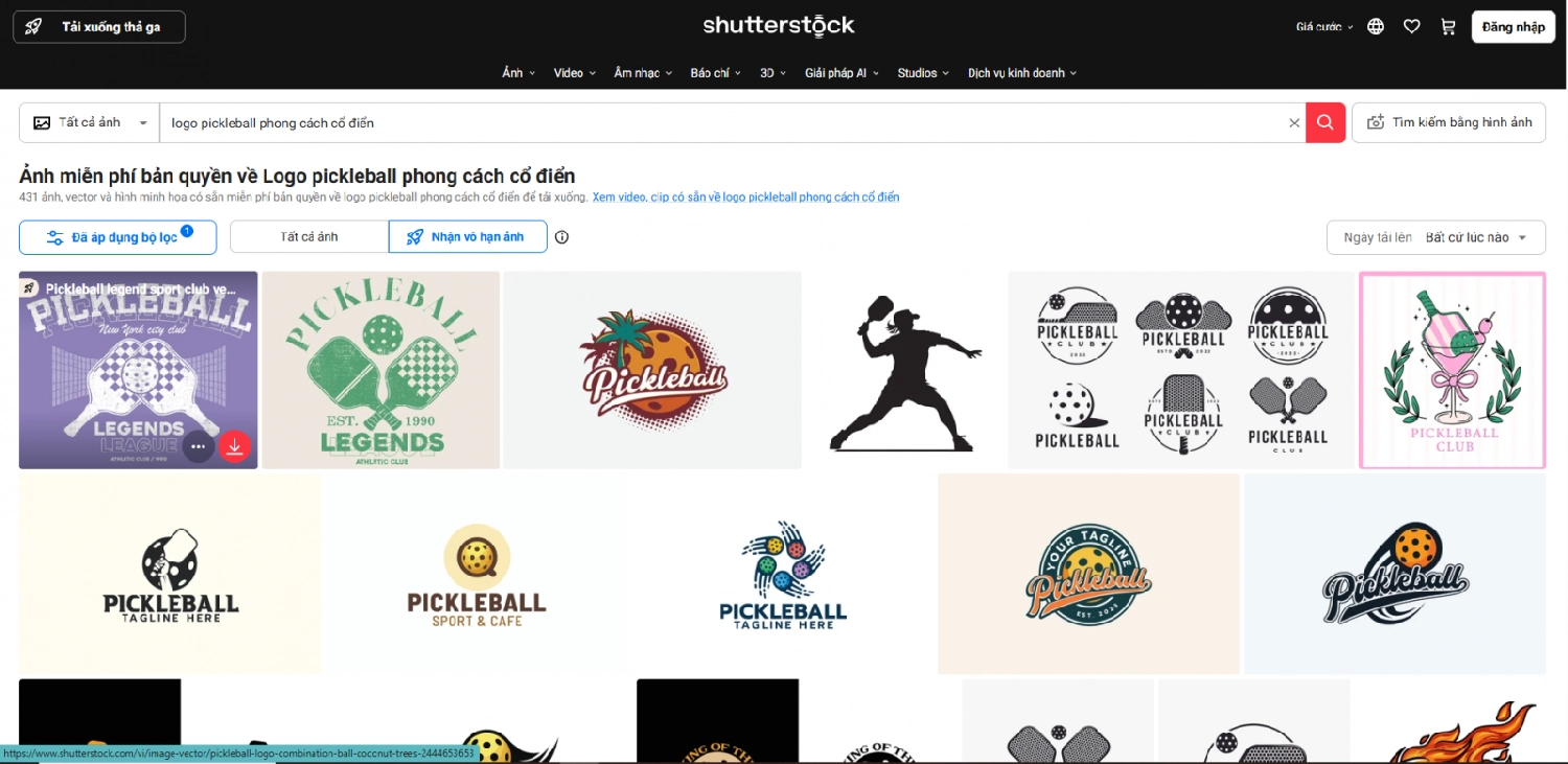 Trang tìm kiếm logo pickleball shutterstock
