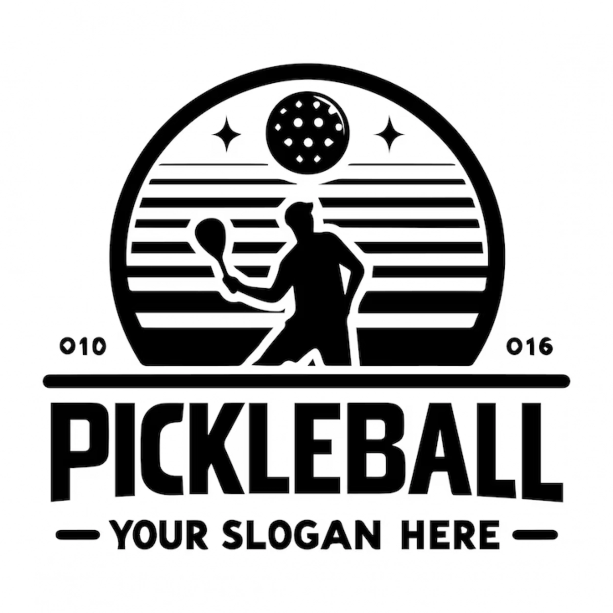 Logo pickleball màu trắng đen