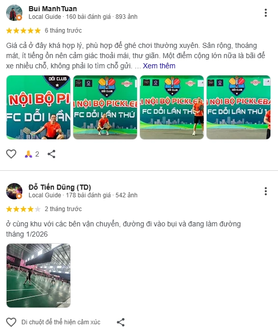 Đánh giá từ người chơi đã trải nghiệm tại sân maxping pickleball
