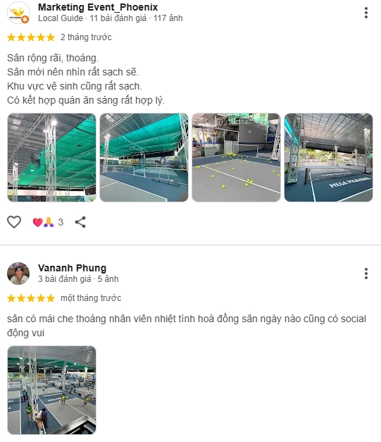 Đánh giá của người chơi tại sân Mega Pickleball