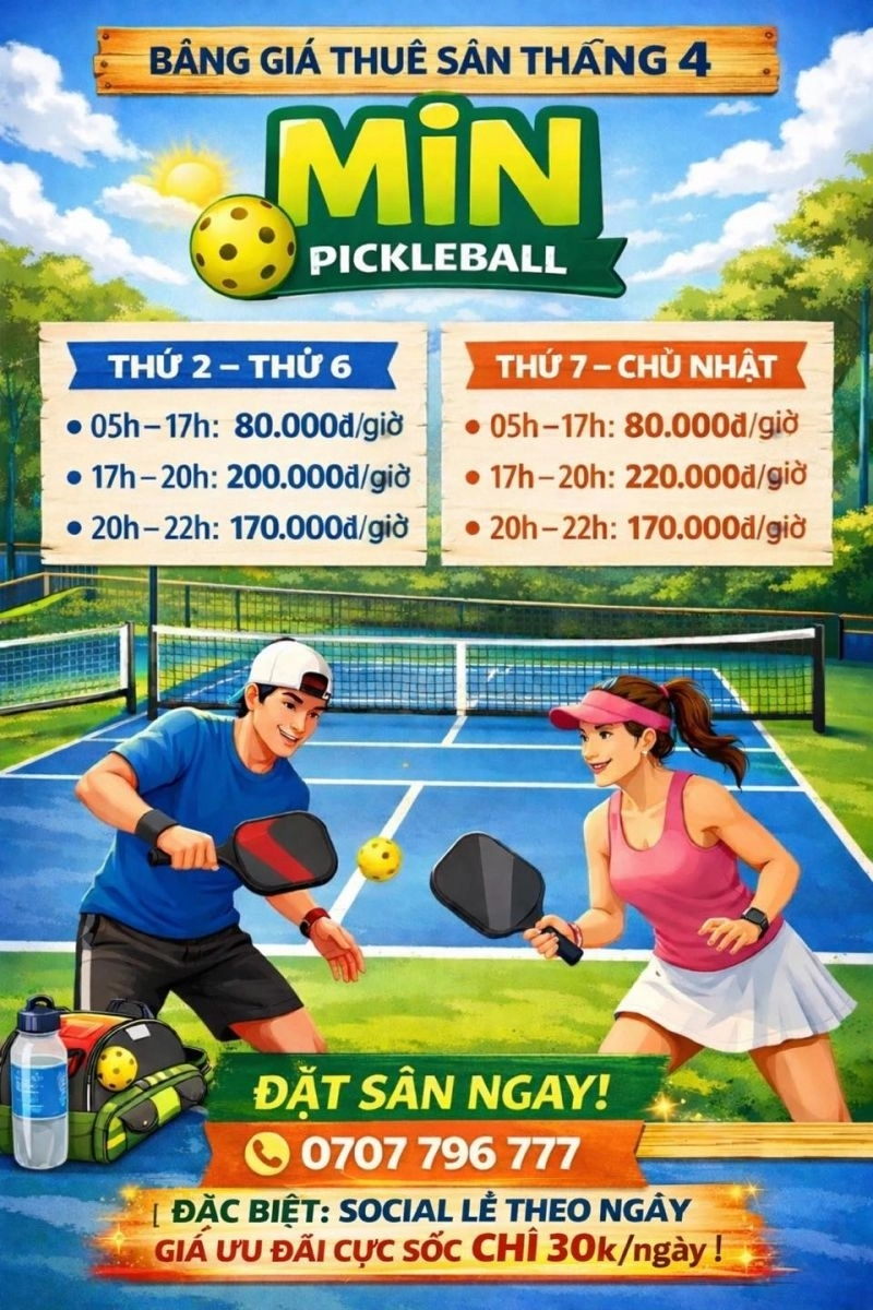 Giá thuê sân Min Pickleball