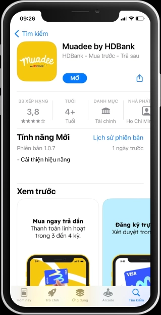 Tải app Muadee để tiến hành đăng ký mua trả góp