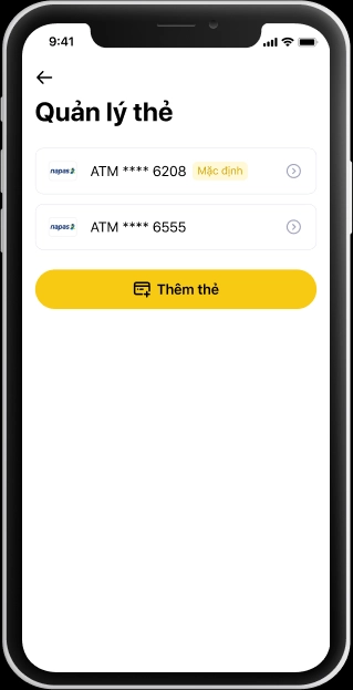 Thêm thẻ ngân hàng vào ứng dụng Muadee