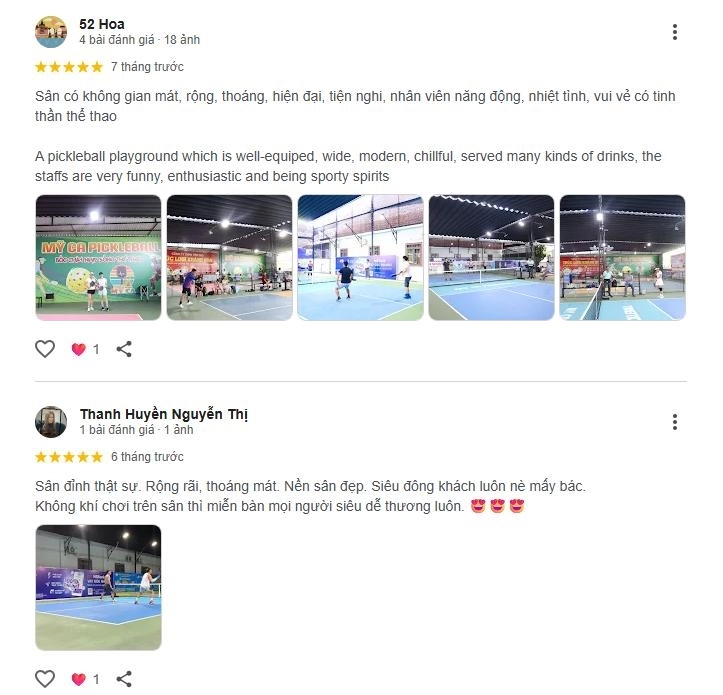 Đánh giá chất lượng sân mỹ ca pickleball