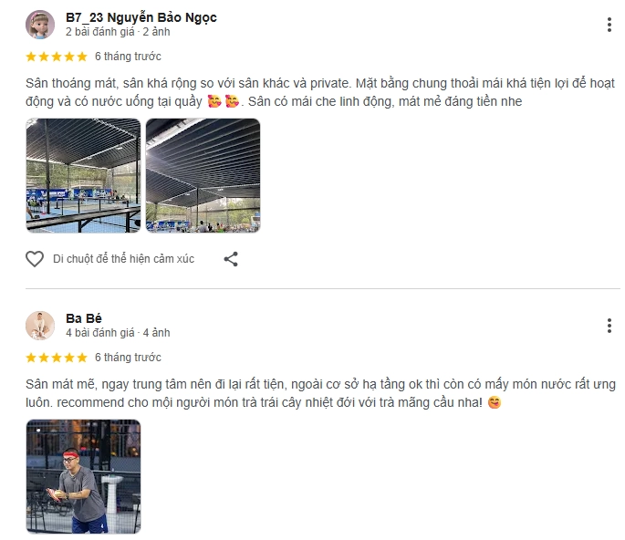 Đánh giá của người chơi tại sân Nguyễn Du Pickleball Club Hồ Chí Minh