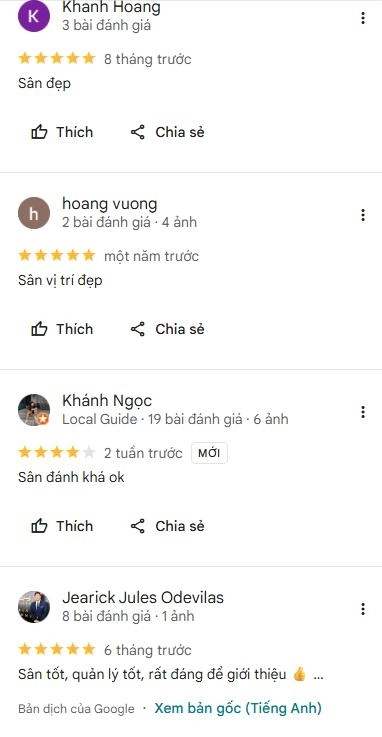Đánh giá về chất lượng và dịch vụ sân NineX Pickelball