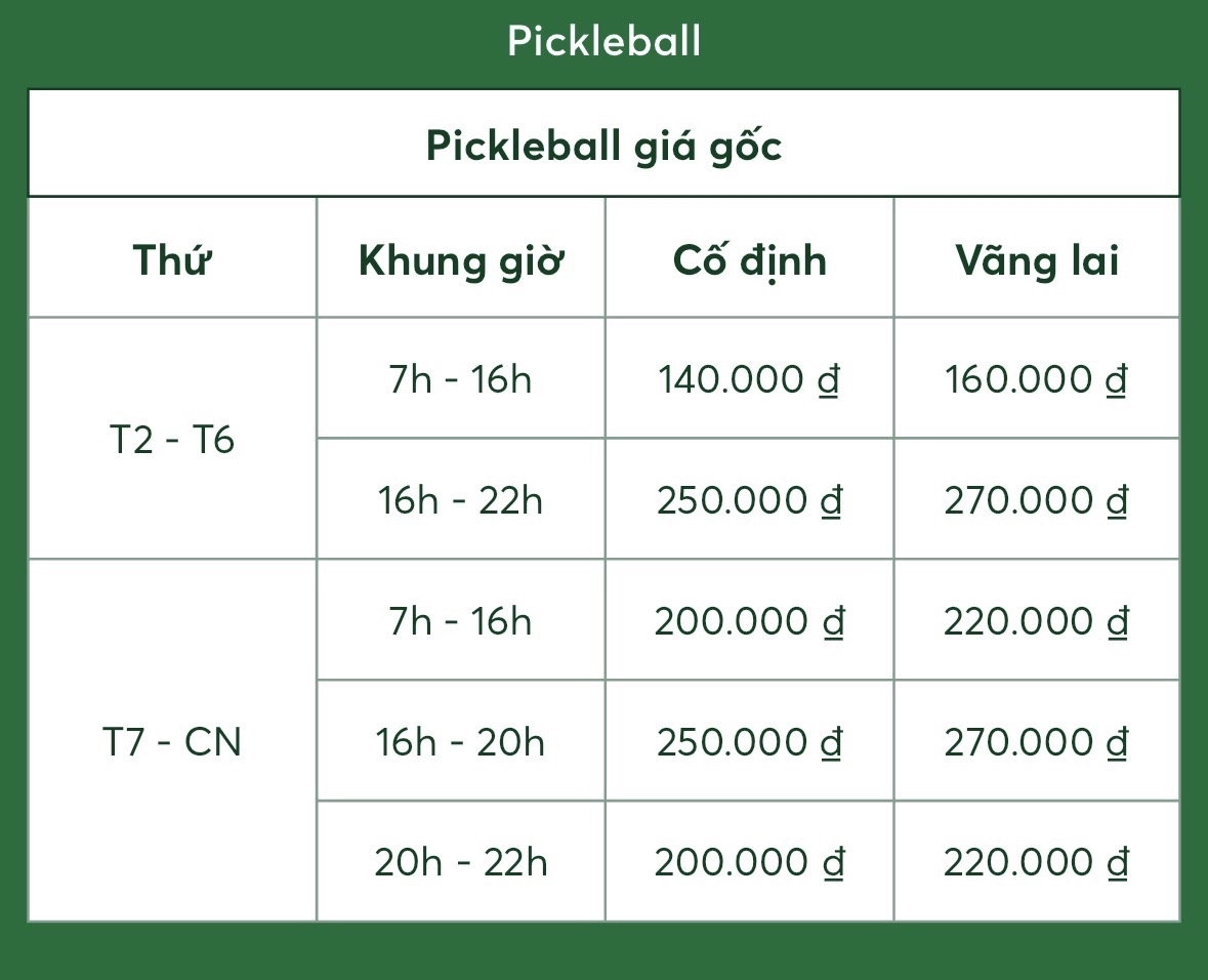 Giá thuê sân OPC Pickleball Club Hồ Chí Minh