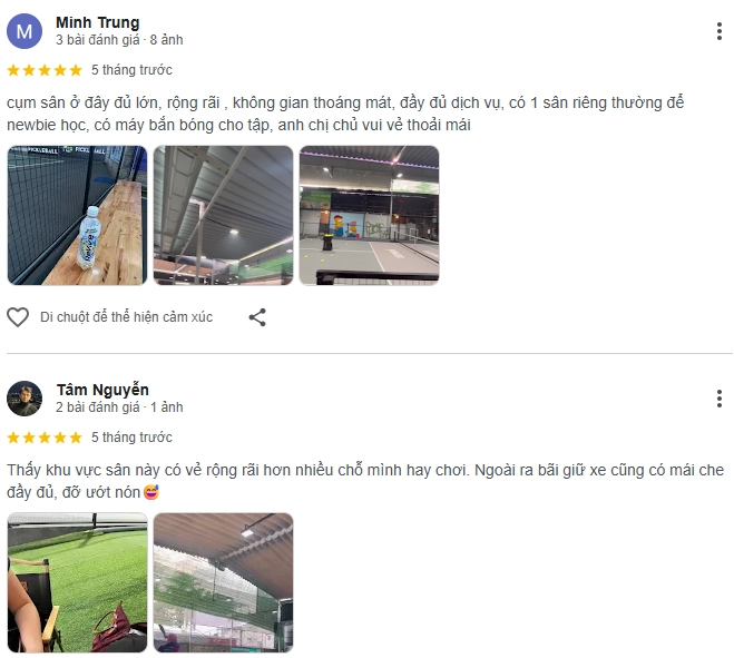 Đánh giá của người chơi tại sân Phúc Long Pickleball Bình Dương