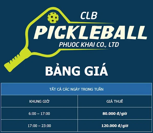 Giá thuê sân Pickleball & Billiards PK