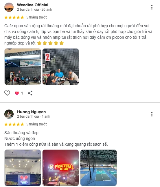 Đánh giá của người chơi tại sân Pickleball B'lao